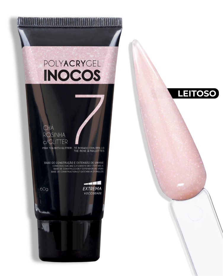 POLYACRYGEL INOCOS CHÁ ROSINHA GLITTER N7