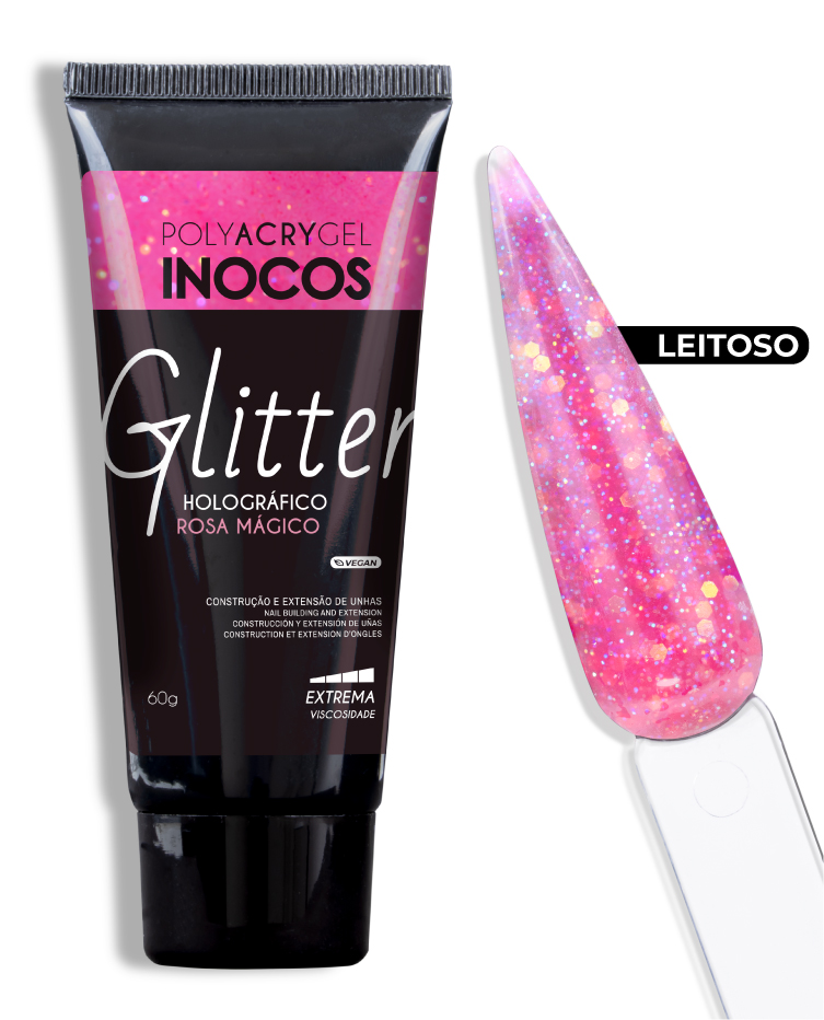 POLYACRYGEL INOCOS GLITTER HOLOGRÁFICO ROSE MAGIQUE