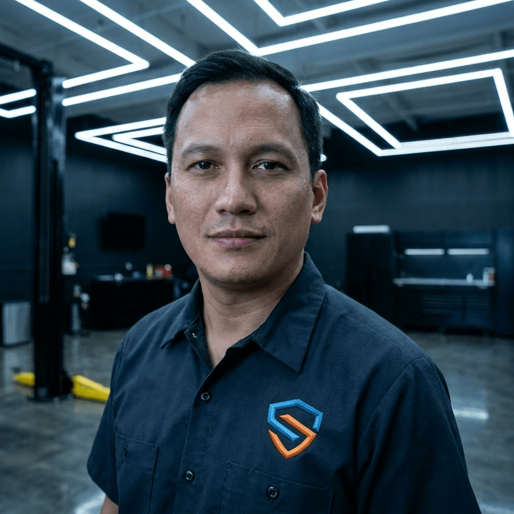 BJ Mendoza at Version-S garage