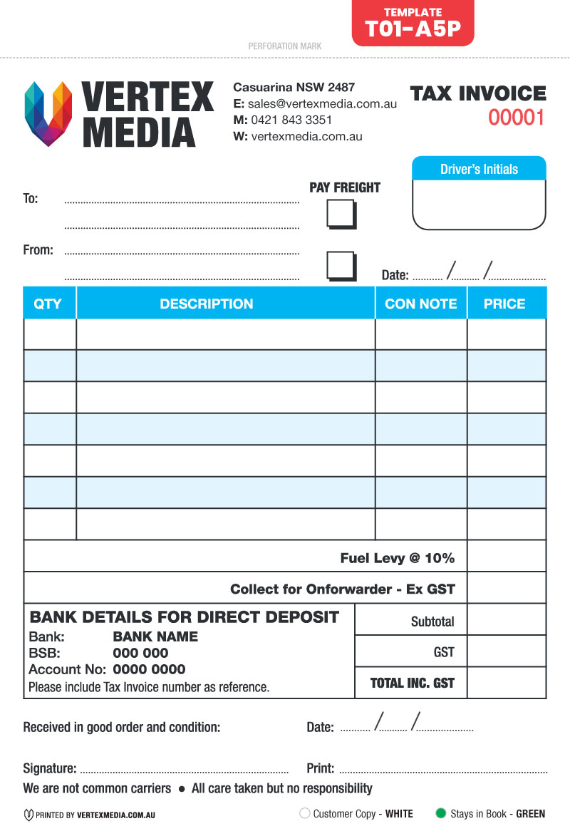 Invoice Template Australia No Gst