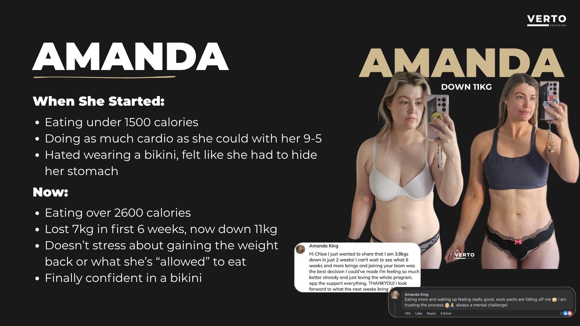 Amanda, before and after