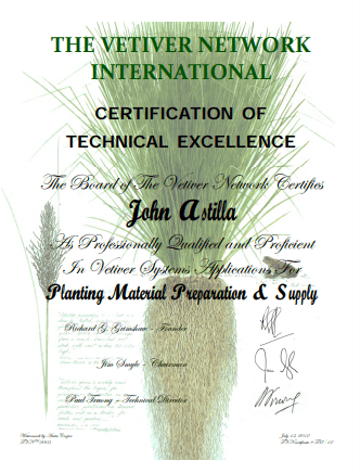 A TVNI Certificate of Technical Excellence.
