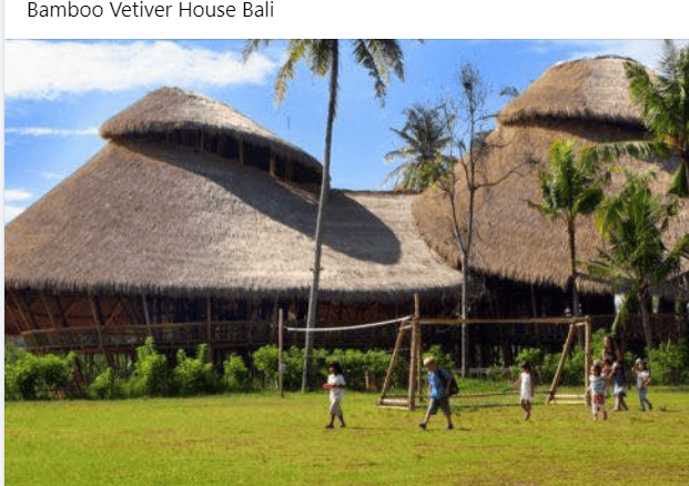 A bamboo building with a vetiver thatch roof, Bali, Indonesia.