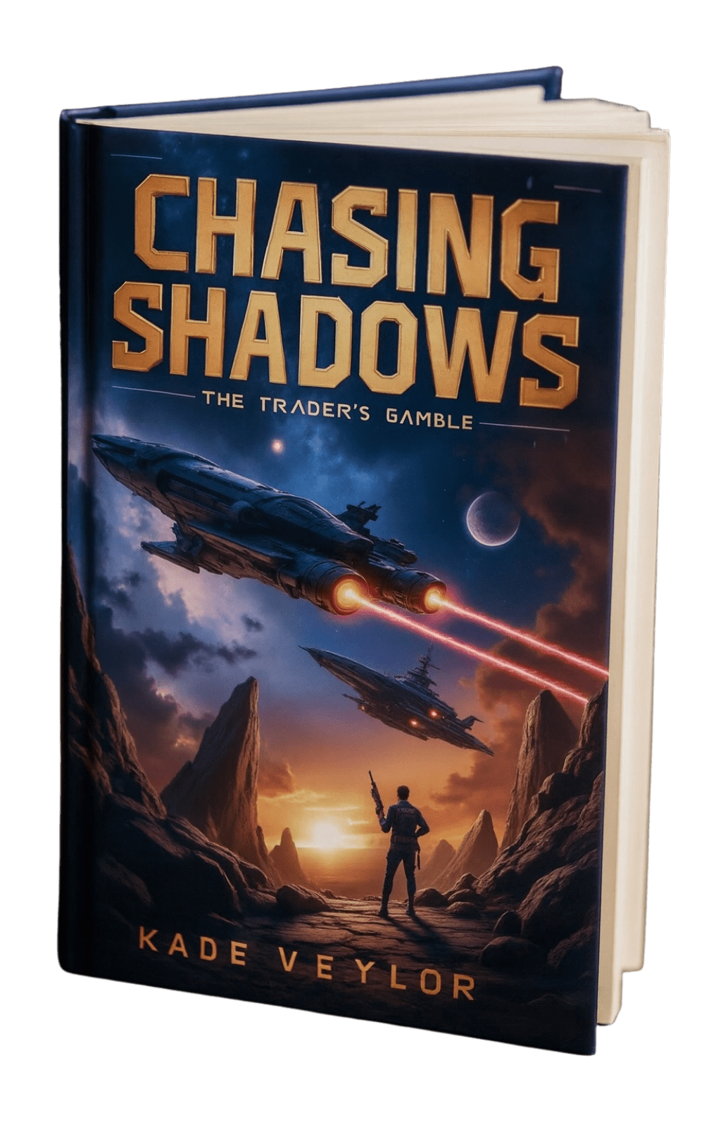 Beyond the Stars Chasing Shadows book cover by Kade Veylor - space adventure novel Beyond the Stars sci-fi book by VeylorCraft creative tech studio