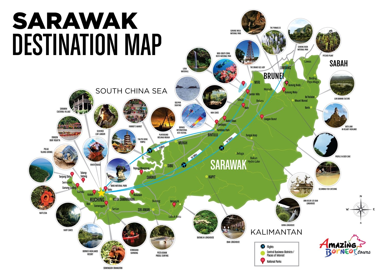 Mapa Borneo 2025 Regiones Parques Nacionales Mapa