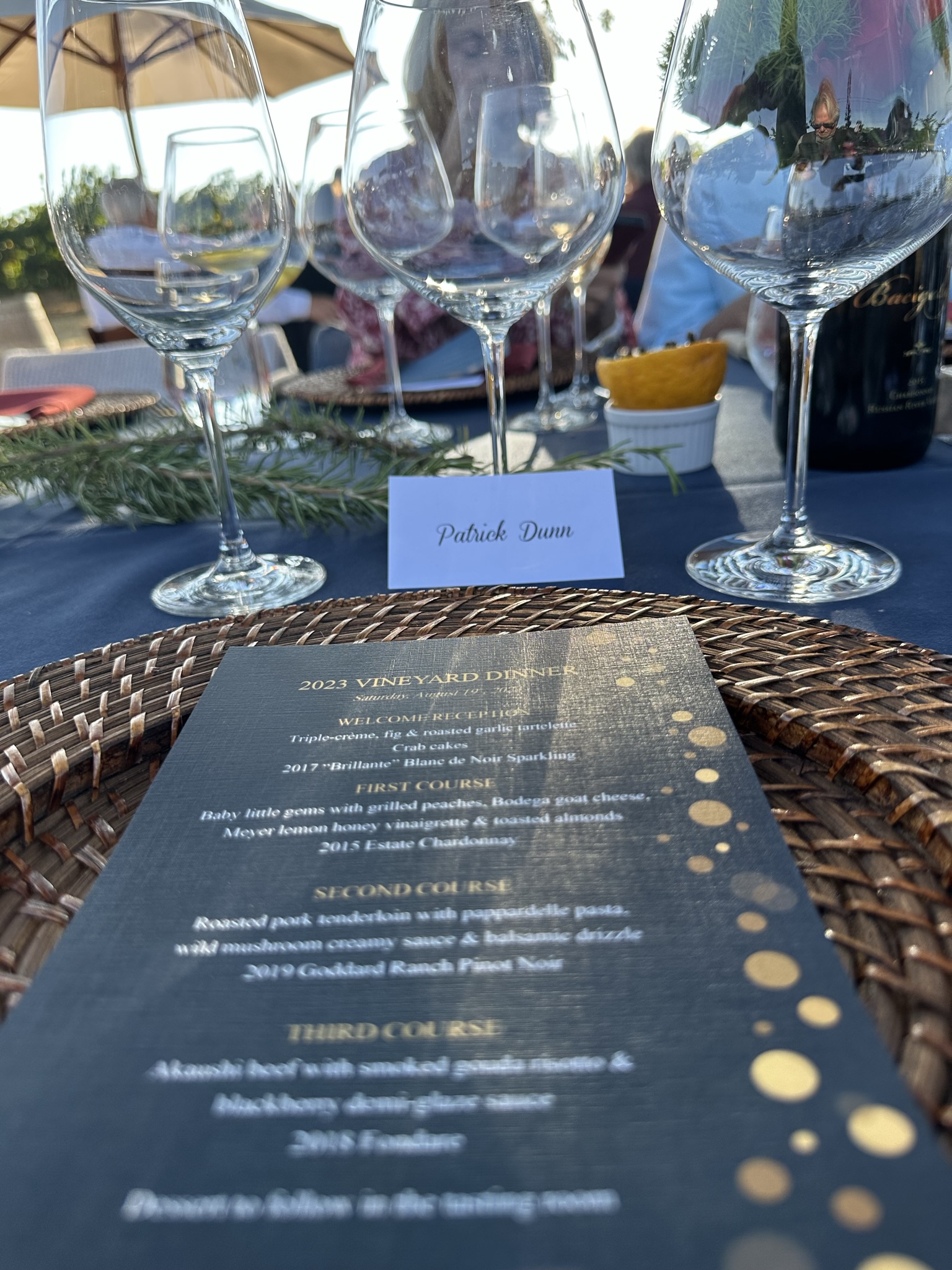 Bacigalupi vineyard dinner table setting — the standard most Northern Nevada wine lists miss
