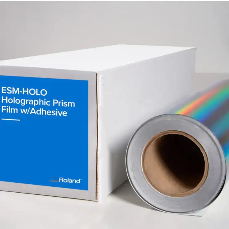 Roland VPM 4 mil rainbow holographic vinyl with reflective, color-shifting finish
