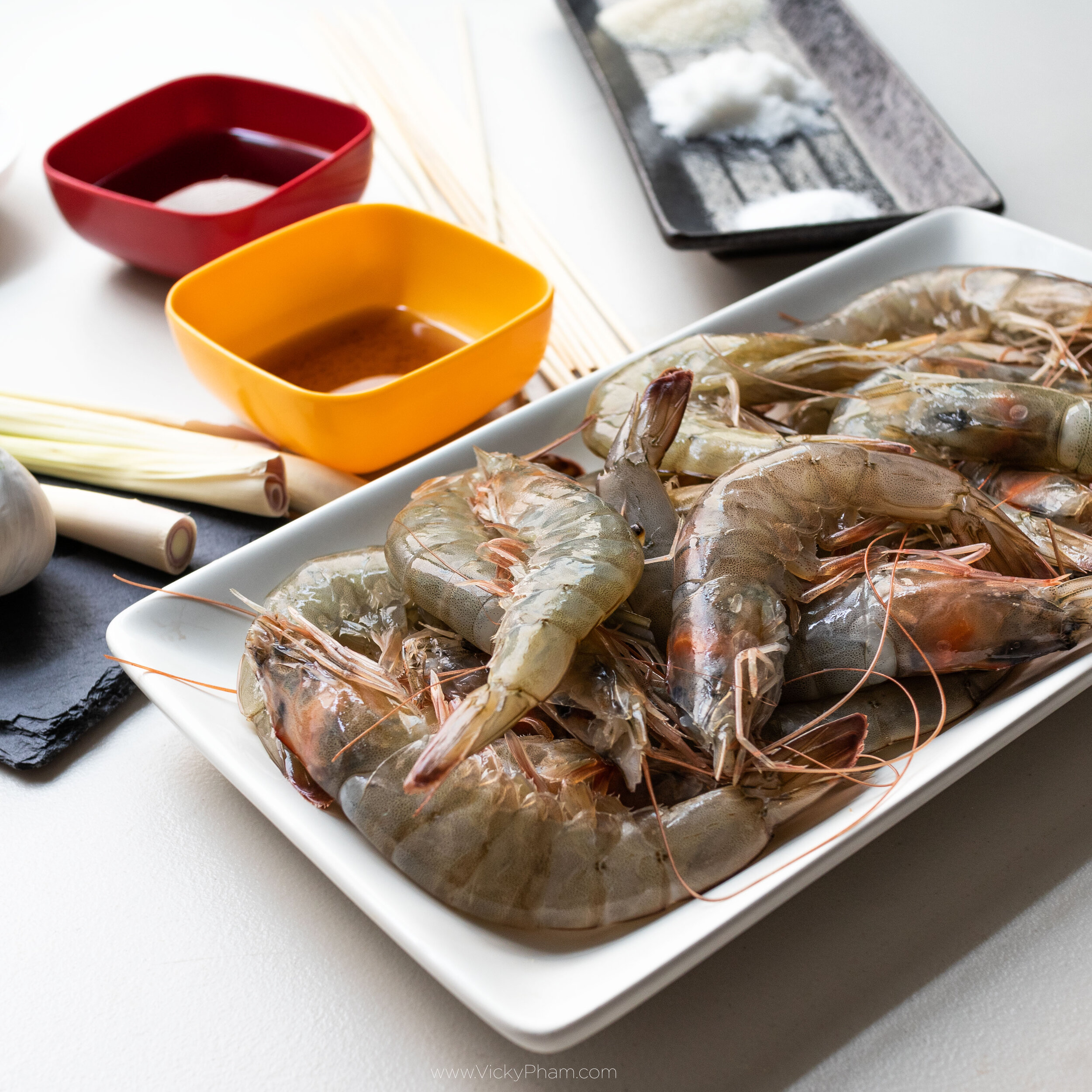 Large prawns with shell, head and tail-on are ideal for grilling
