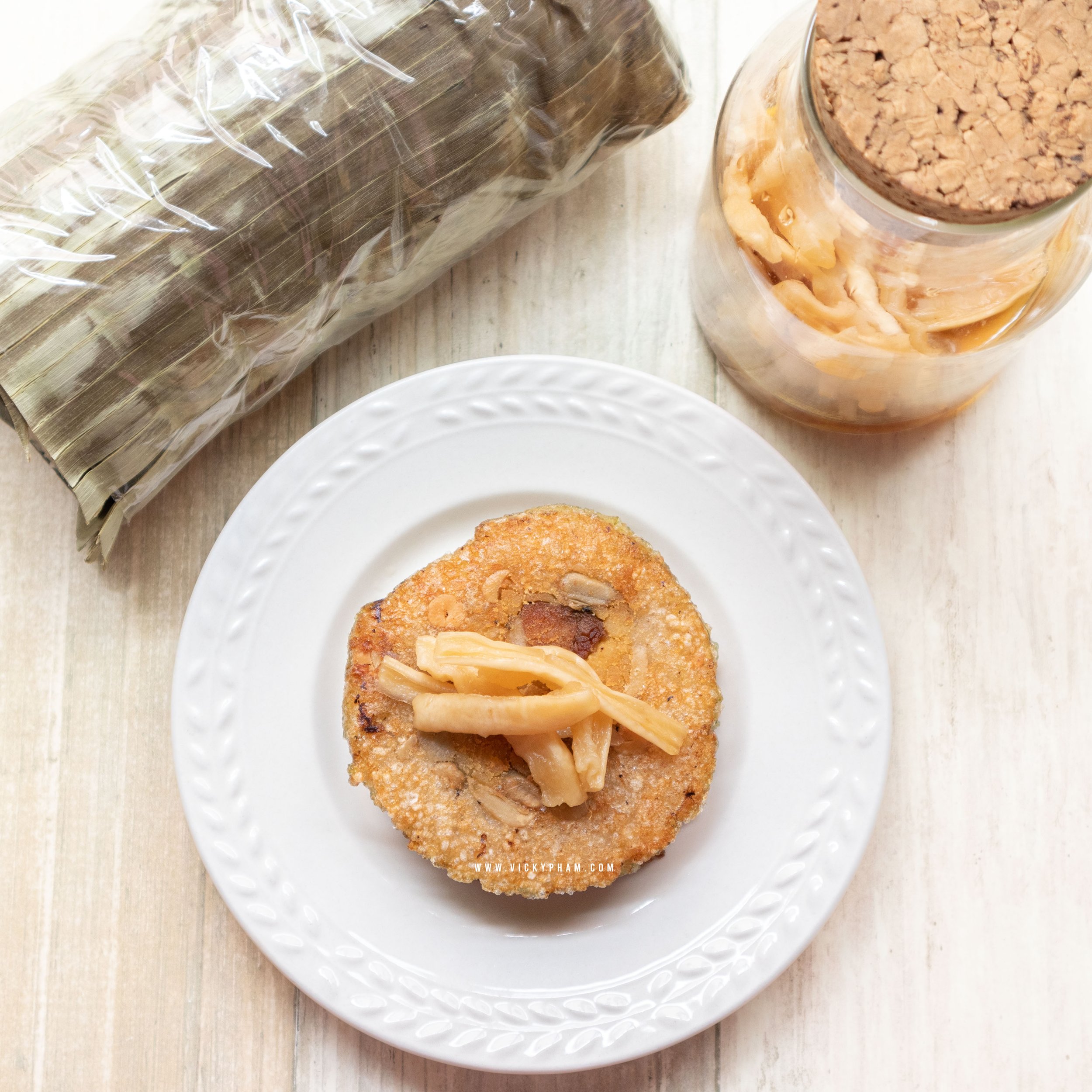 Vietnamese Savory Glutinous Rice Cakes with Pork Belly & Mung Beans Wrapped in Banana Leaves for Lunar New Year (Banh Tet)
