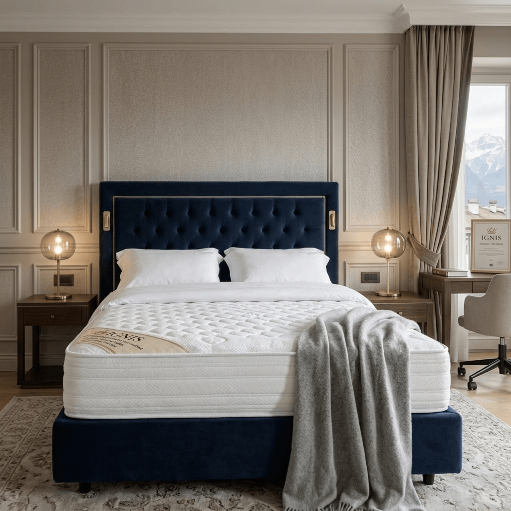 Materasso ignifugo Ignis Victorest ambientato in camera da letto