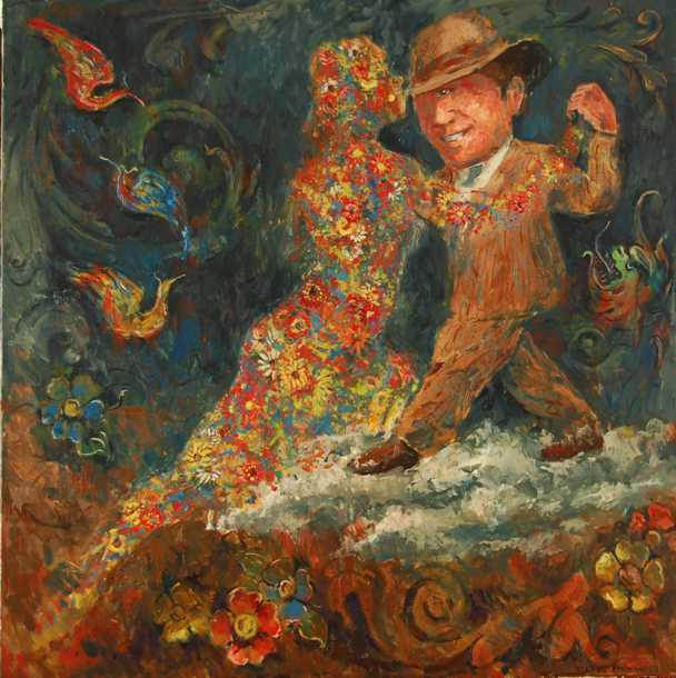 "Dueño de una mina mas linda que una flor" Óleo, 100 X 100 cm.