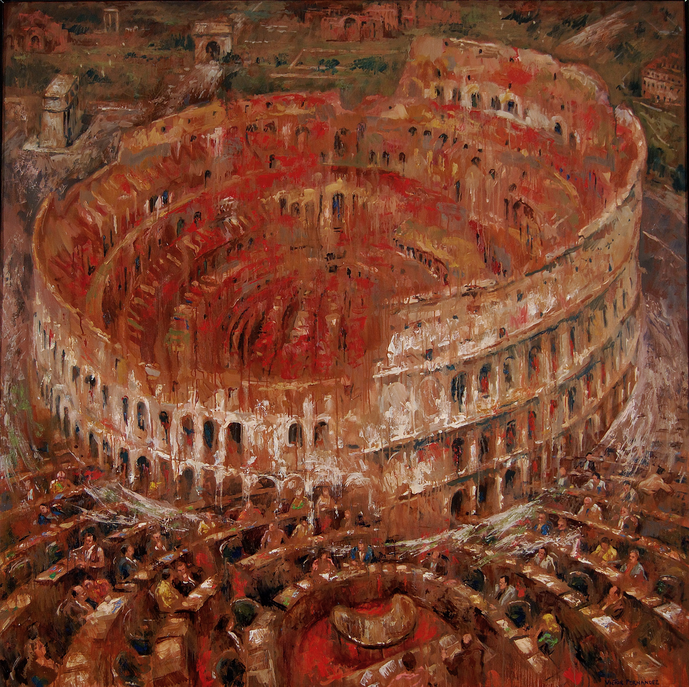 "Panem et circenses (Pan y circo)" Nº 5 óleo, 180 X 180 cm.