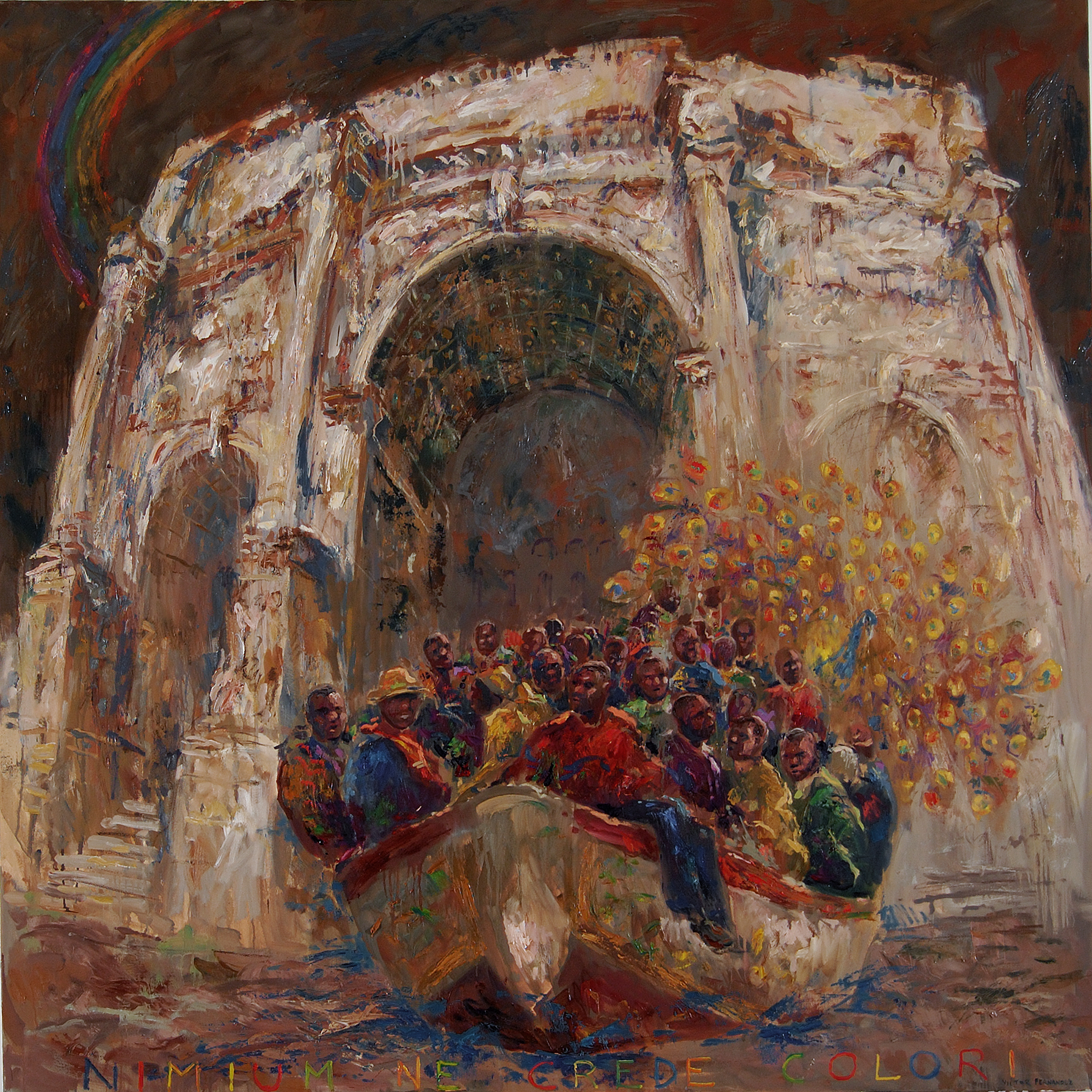 "Nimium ne crede colori (No creas en los colores)" Óleo, 160 X 160 cm.