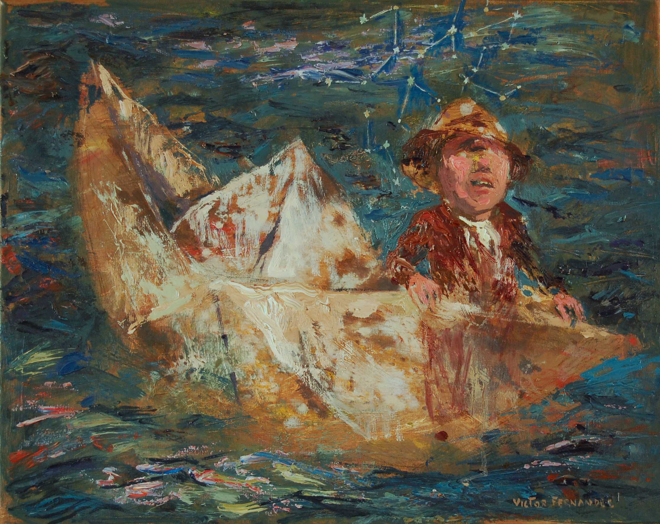 "Sos una barca perdida llevada por la corriente" Óleo, 40 X 50 cm.