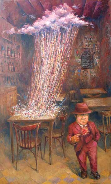 "Sagrado Corazón de los Portegnomos" Óleo, 180 X 90 cm.