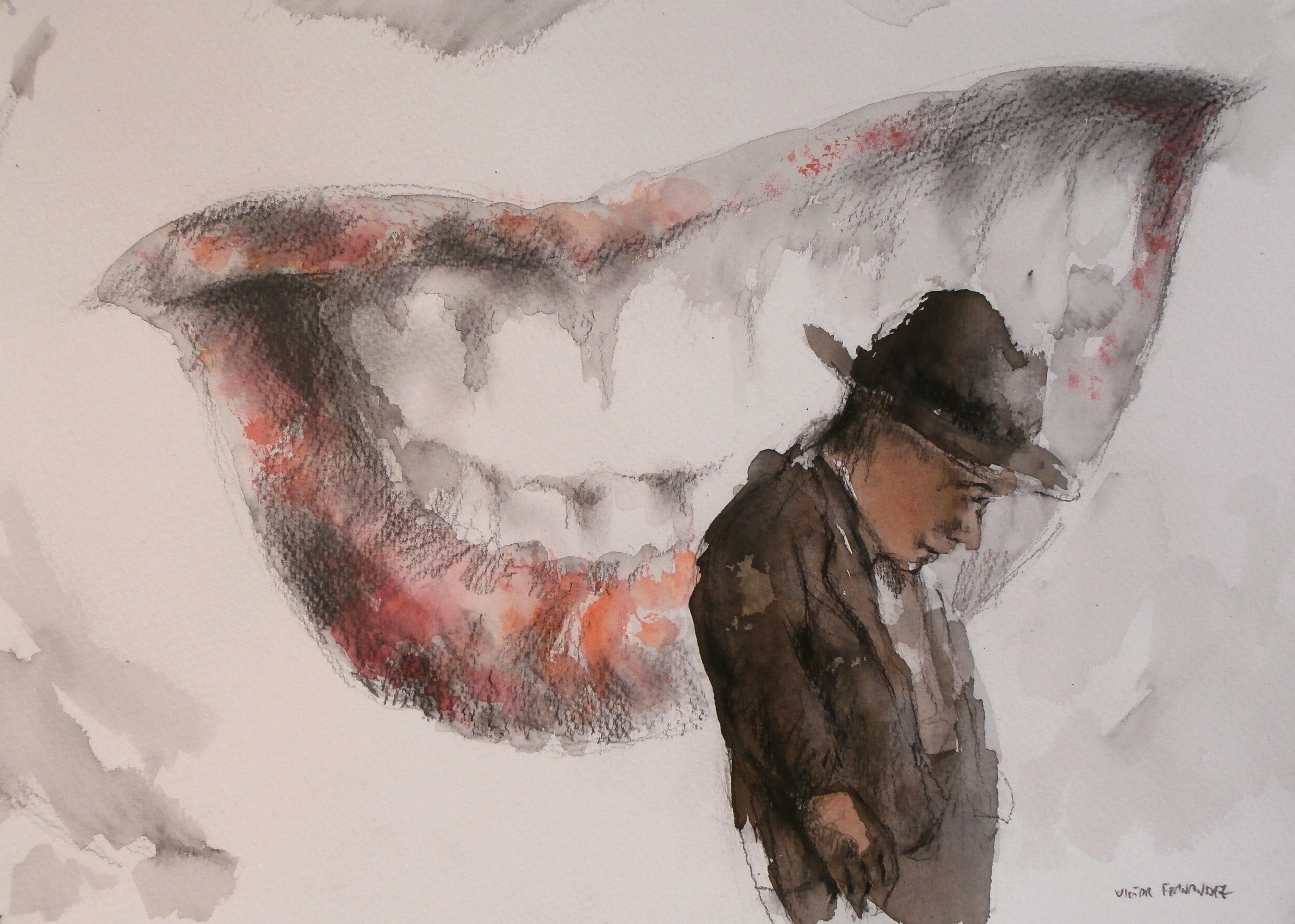 "Me persigue implacable su boca que reía" Técnica mixta, 27 X 40 cm.