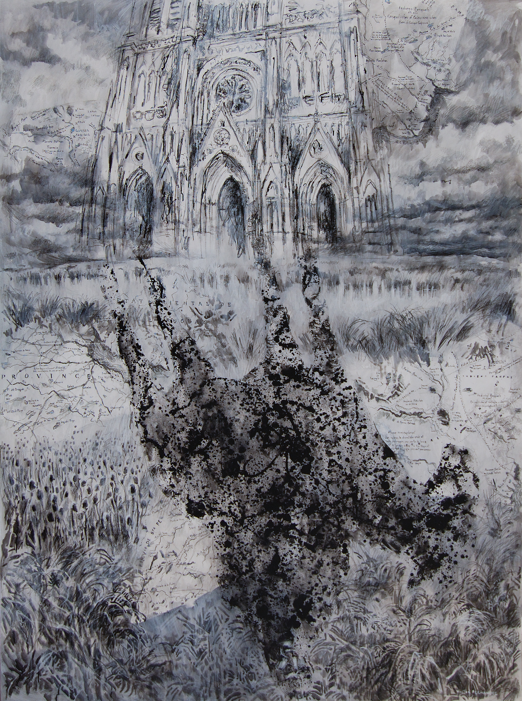 "La sombra de Calfucurá II" Técnica mixta, 190 X 140 cm.