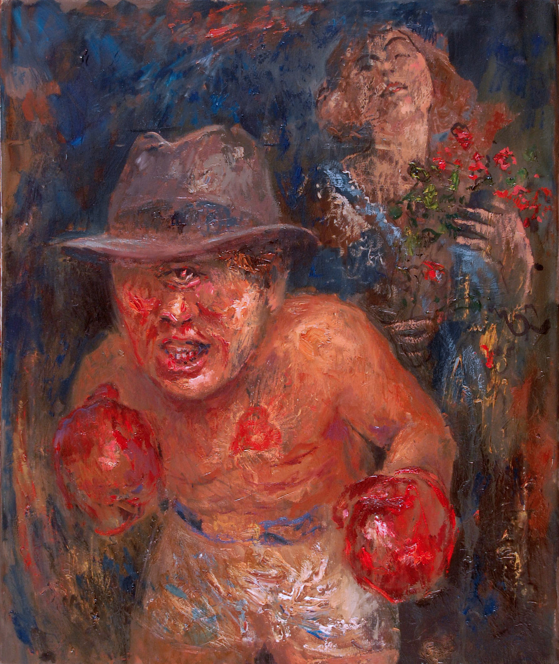 "Al notar un descuido en mi guardia / me aplicaste golpe de desdén" - Óleo, 60 X 50 cmts.