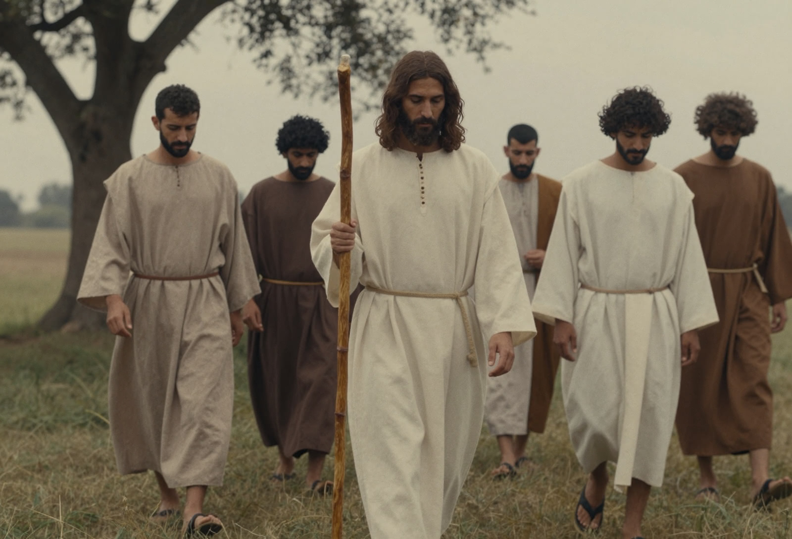 jesus christ walking with his disciples