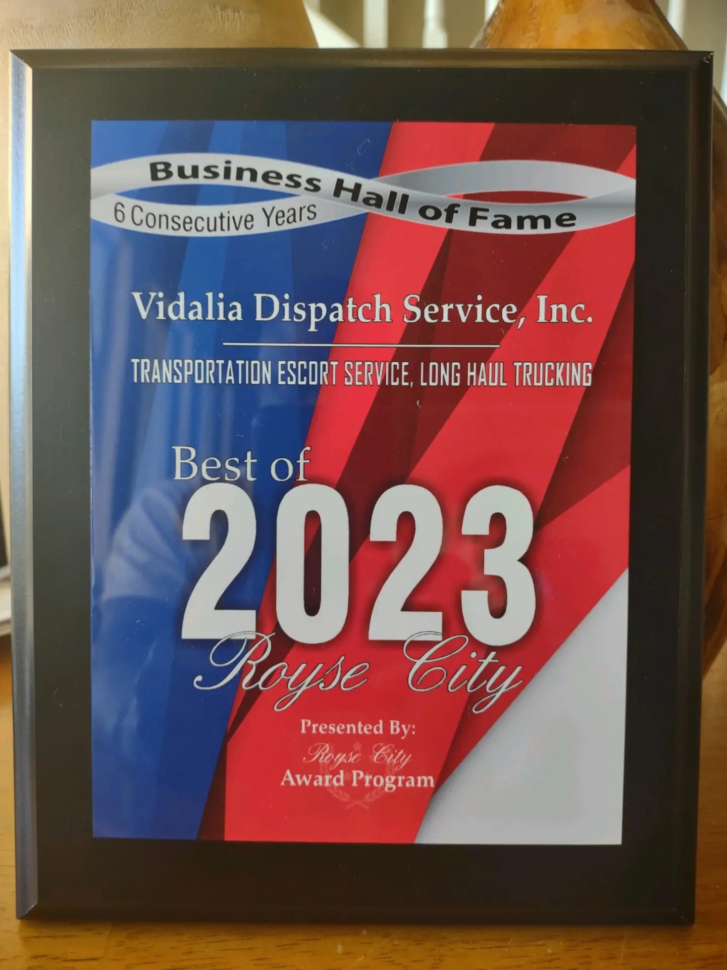 Award 2023 Royse City Business hall of Fame 6 consecutive years