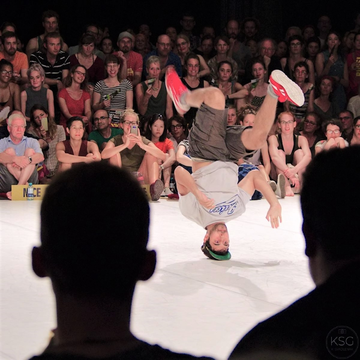 Spinning on his head!