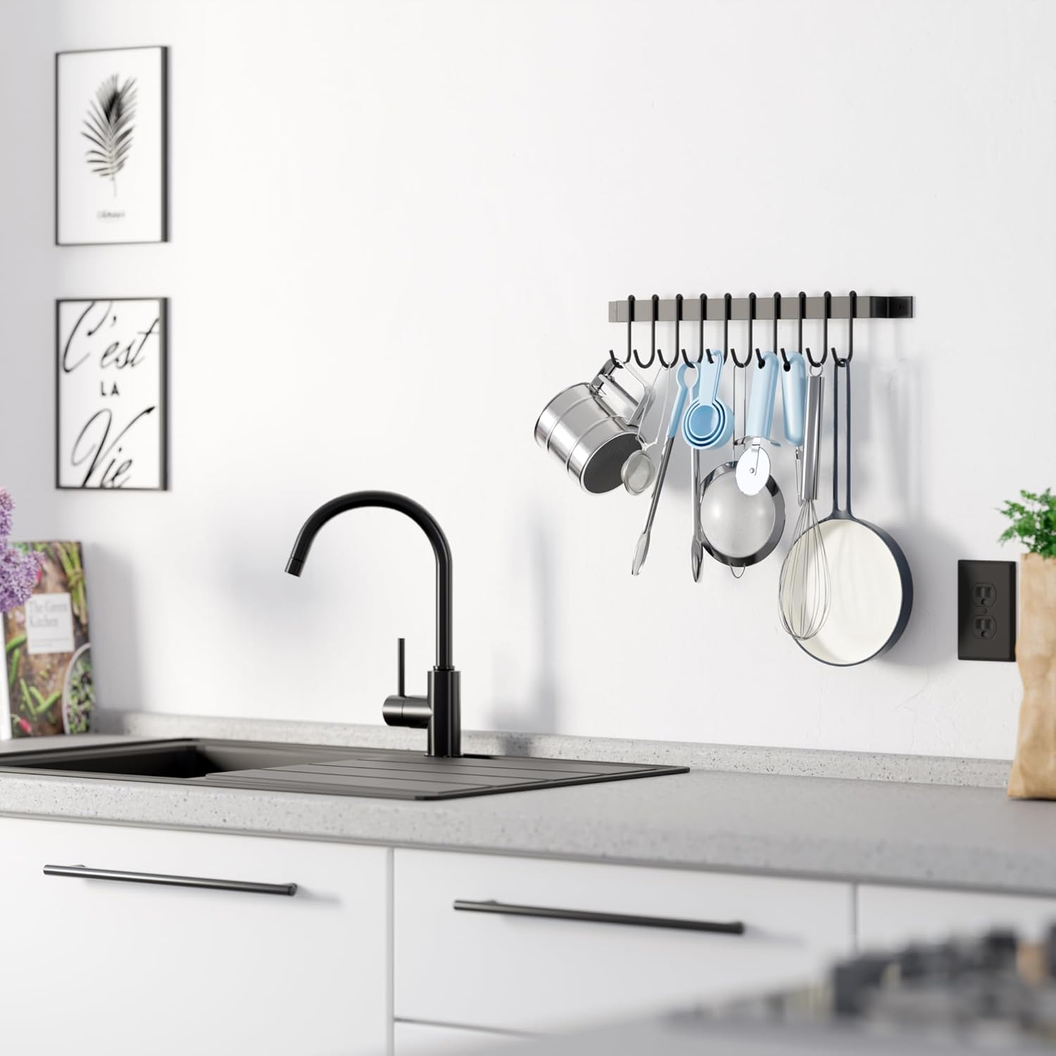 Wall mounted rail saving counter space