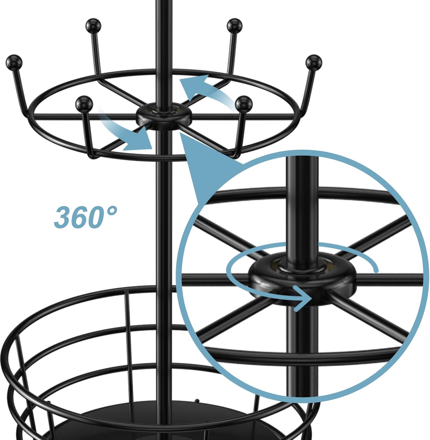 Adjustable height tiers for different mug sizes
