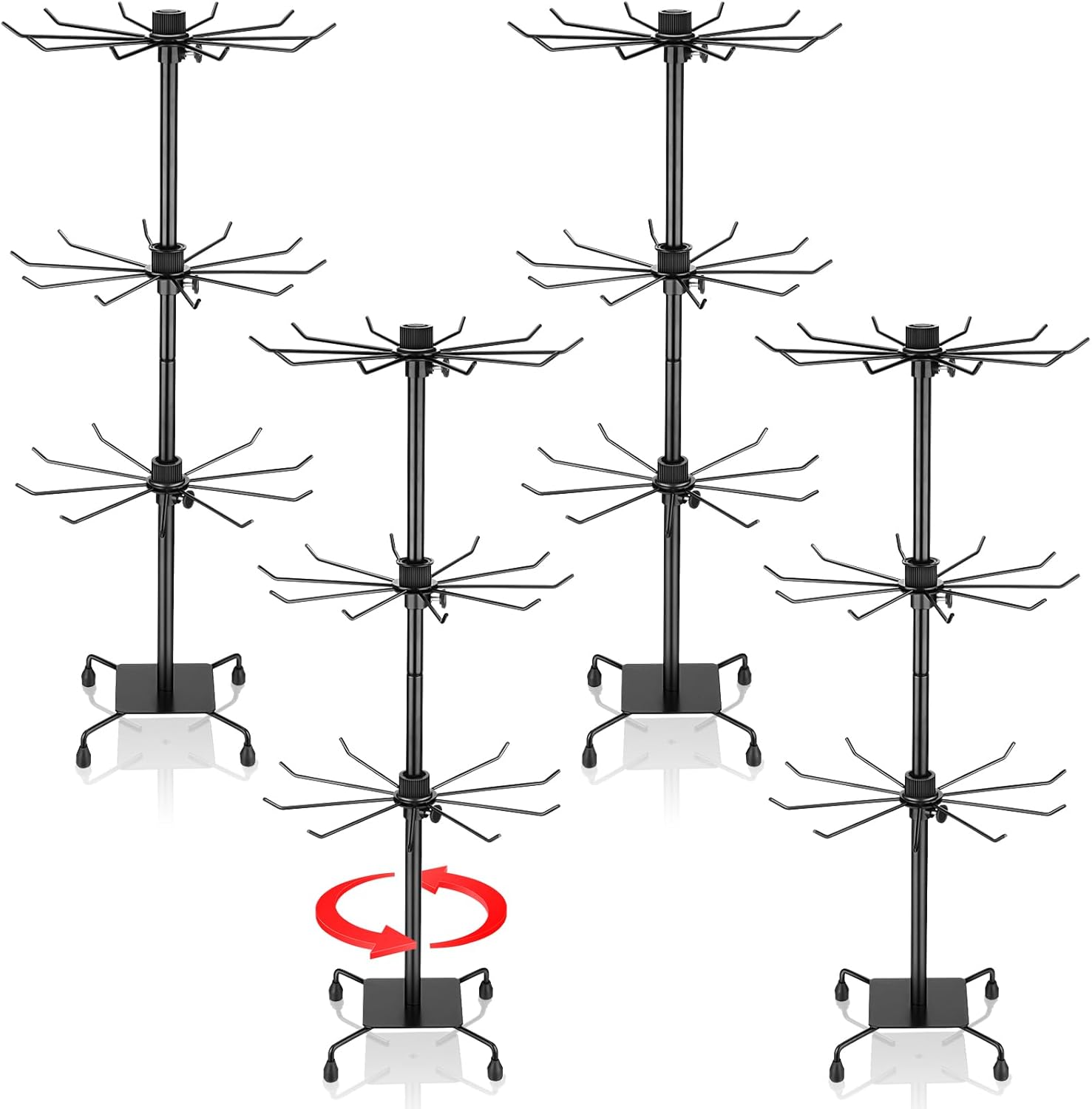 4-Pack 3-Tier Rotating Metal Jewelry & Necklace Display Stand