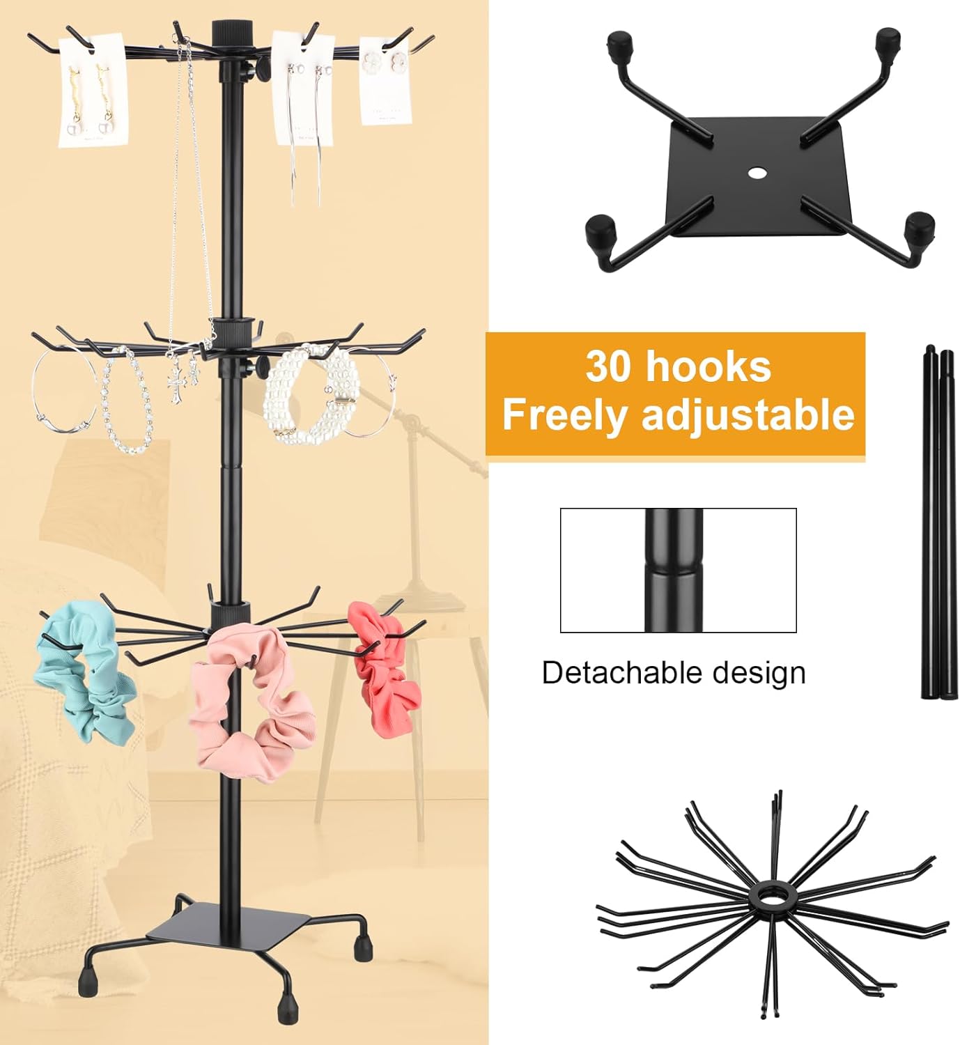 Close-up of the durable black metal construction