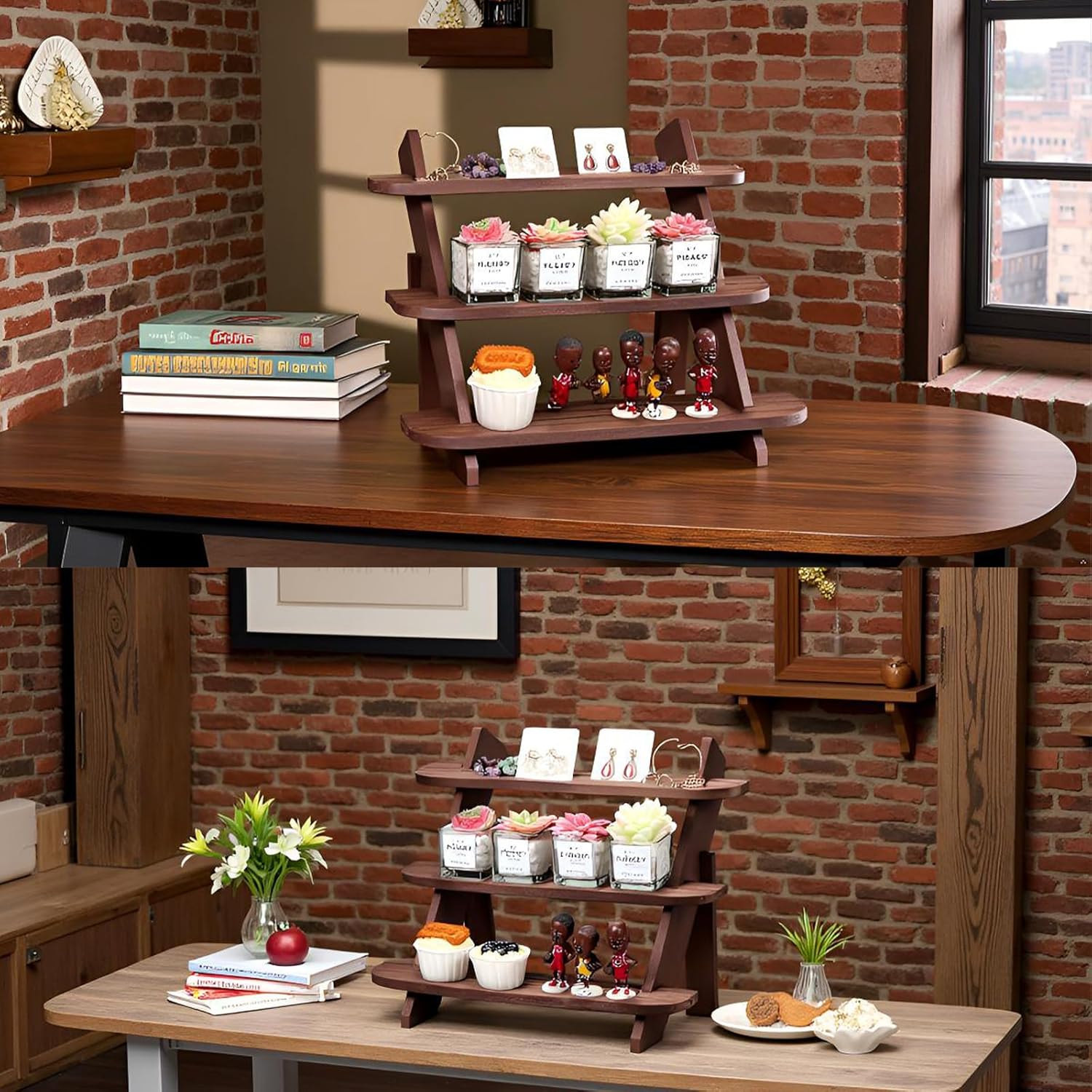 Jewelry display riser at a craft market