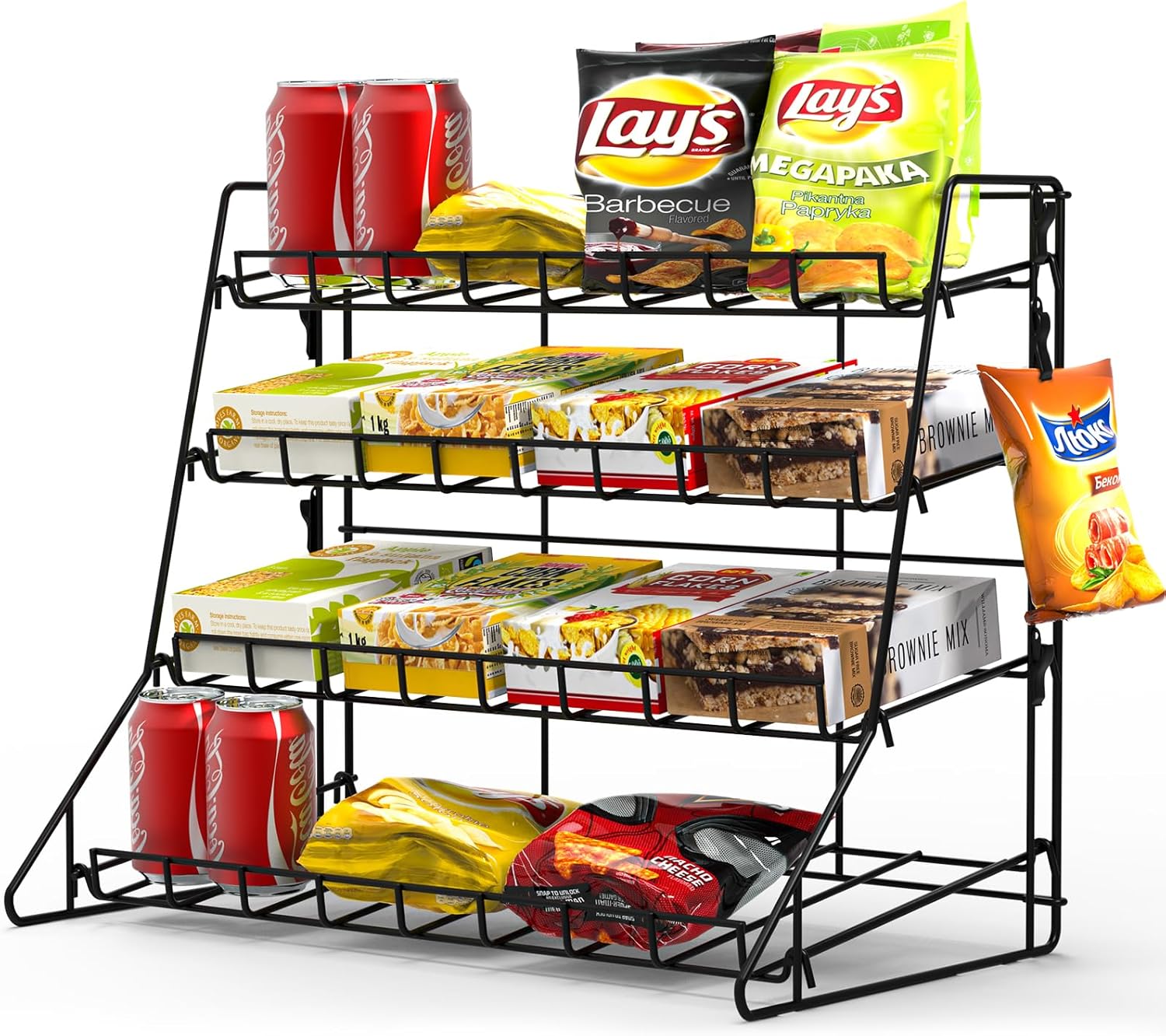 Black Metal Countertop Retail Snack Organizer Shelf