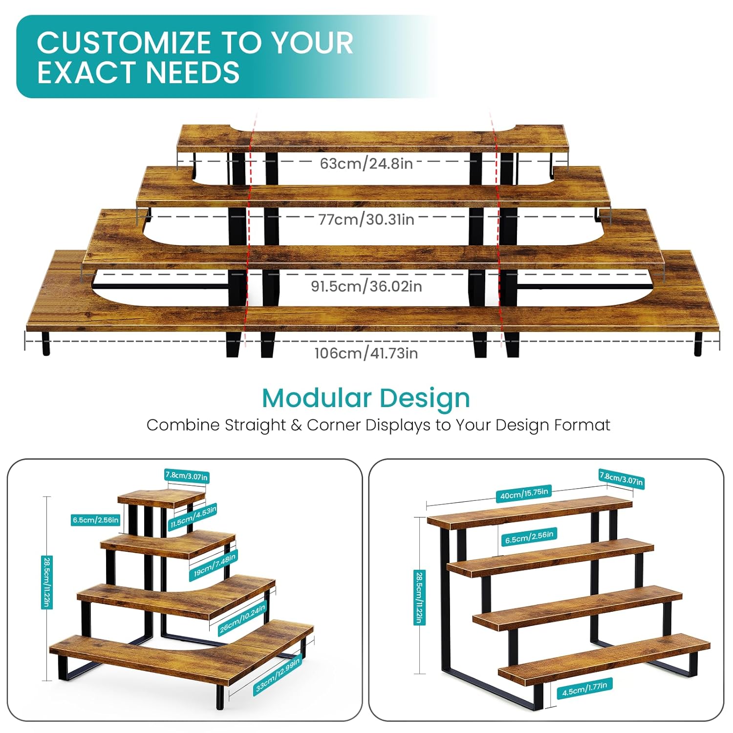 Corner display riser holding collectibles and figures
