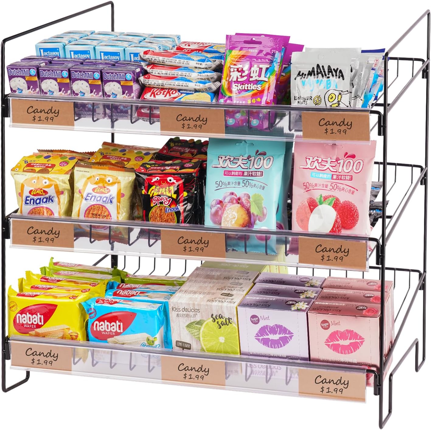 5-Tier Countertop Candy & Snack Display Rack with Clips