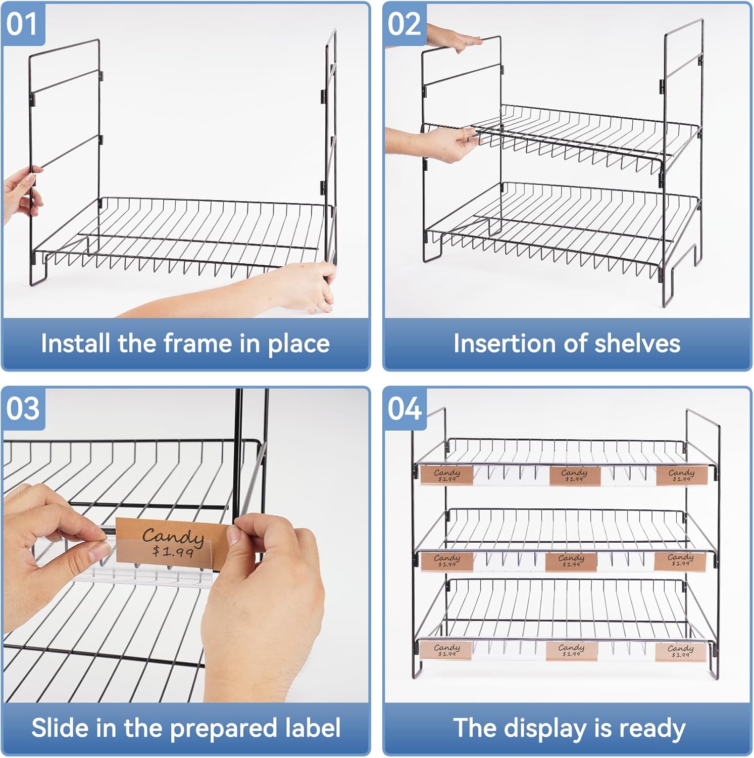 Durable, black metal construction
