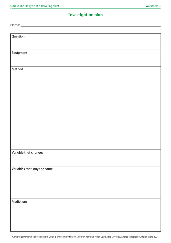 Plan an investigation individually and collaboratively, and in the . Worksheet 3 Investigation Plan Boost