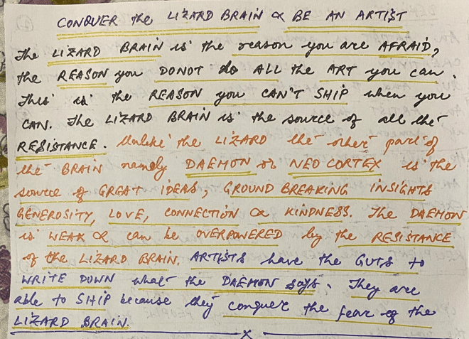 Artists conquer the lizard brain