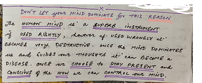 Don't let your mind dominate