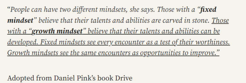 Growth Mindset over Fixed Mindset