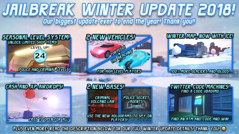 Check out our comprehensive list of the best jailbreak tweaks for ios 14 and get the most out of your jailbroken device. 2018 Winter Update | ROBLOX Jailbreak Wiki | FANDOM ...
