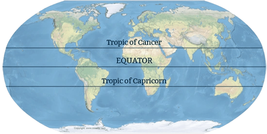 The tropic of capricorn or southern tropic is one of the five major circles of latitude that mark maps of the earth. My Newsroom: Geography: Countries on Equator and Tropics