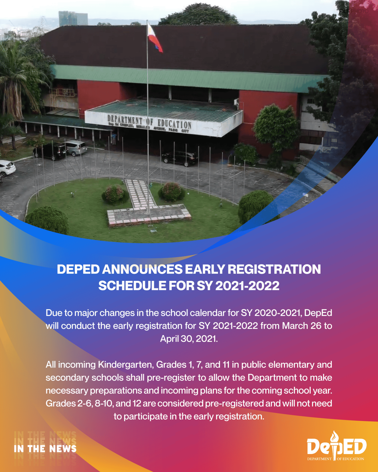 DepEd announces early registration
