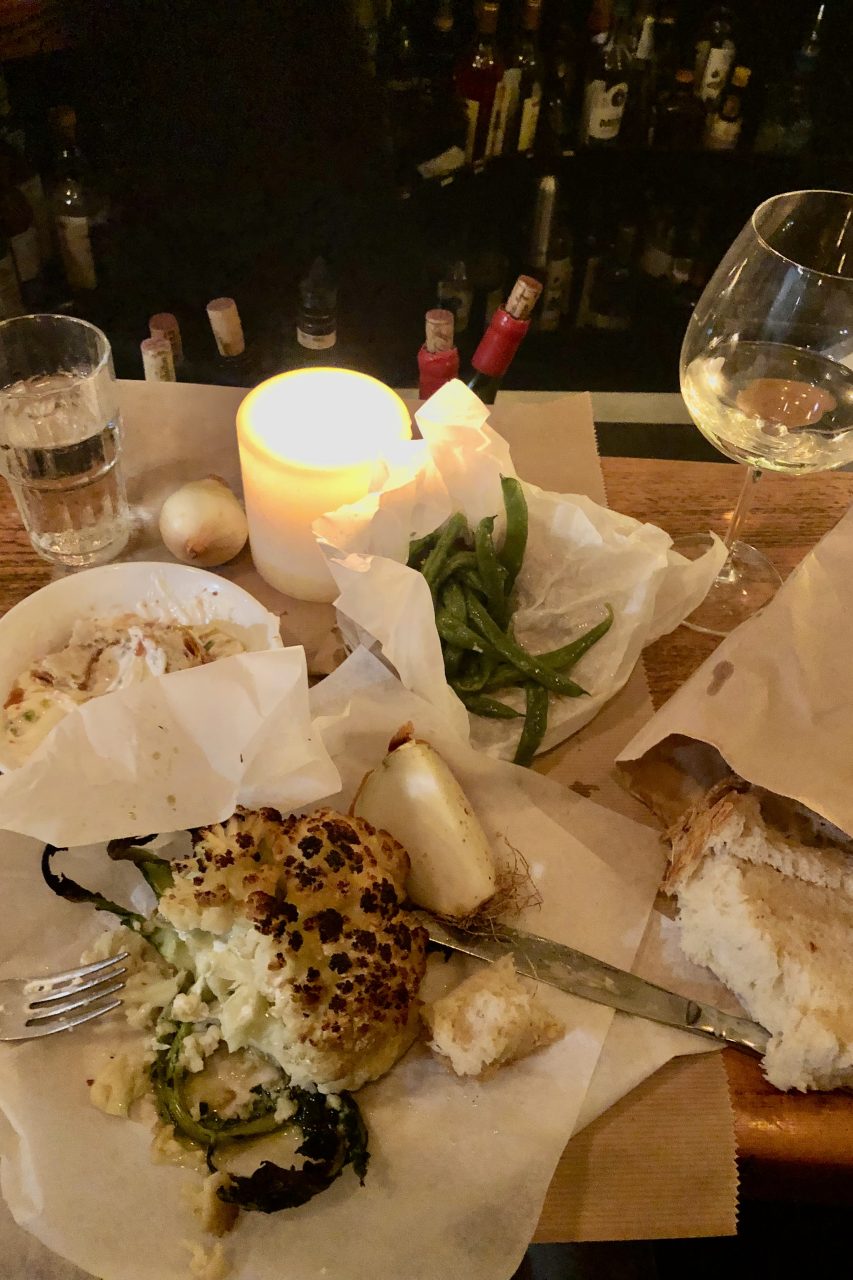 Grilled cauliflower, green beans and hummus at North Abraxas.