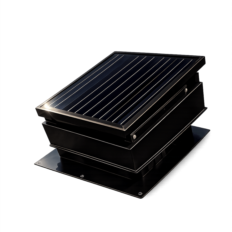 Solar-powered mechanical attic ventilation unit