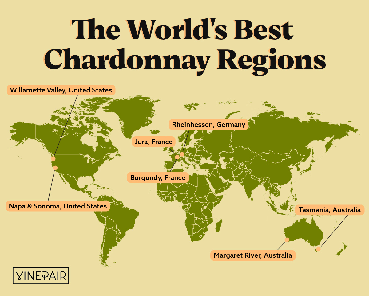 The World S Best Chardonnay Regions Mapped VinePair Chardonnay Map Infographic 