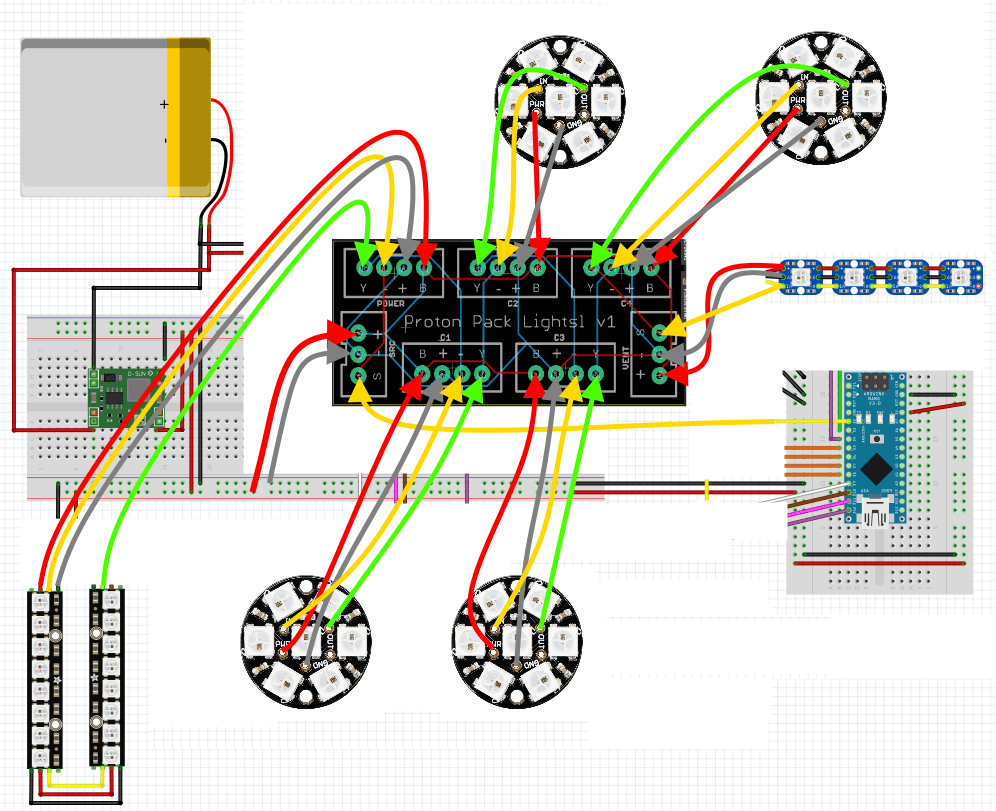 3D printed Neutrino Wand and Proton Pack with Arduino lights and sounds