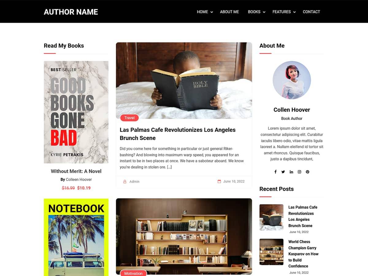 Book Author Blog WordPress Theme