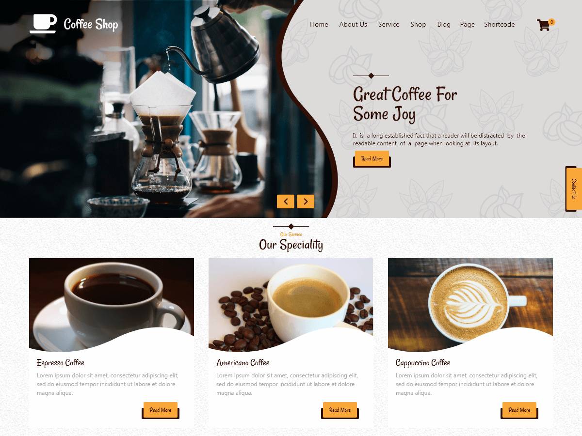 Coffee Shop Corner WordPress Theme
