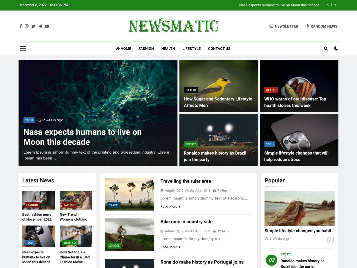 Newsmatic WordPress Theme