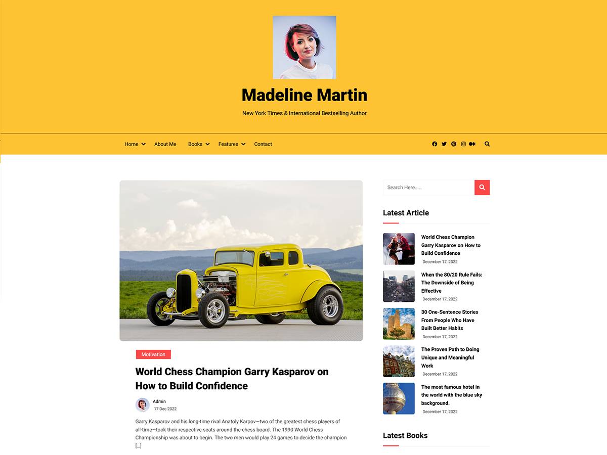 Writers Portfolio WordPress Theme