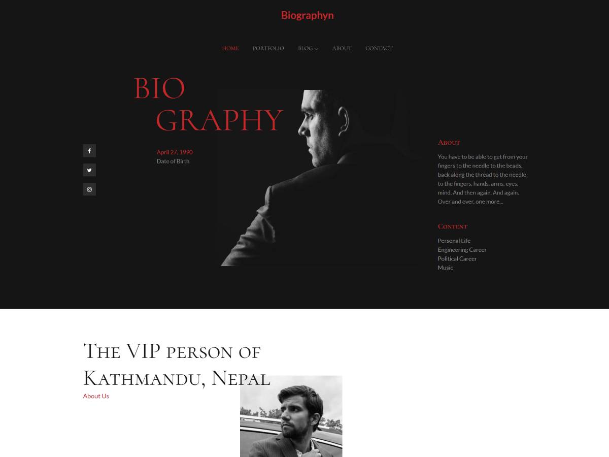 Biographyn WordPress Theme